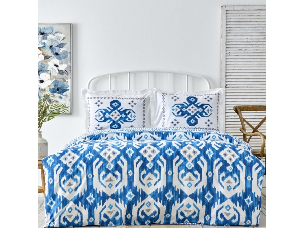 4 Pieces Neos Cotton King Size Duvet Cover Set 240 x 220 cm - Blue