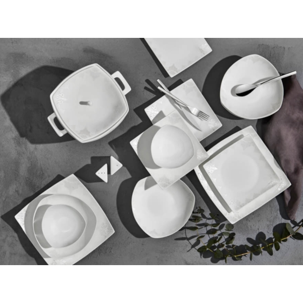 55 Pieces Drip Dining Set - White