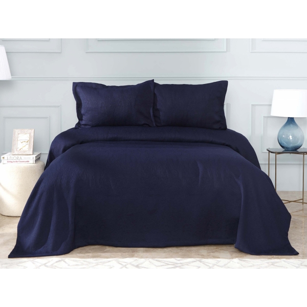 3 Pieces Lafel Double Bedspread Set 240 x 230 cm - Navy Blue