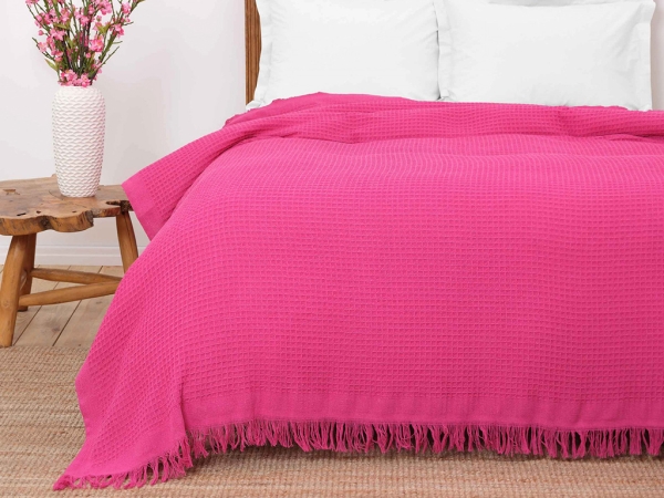 Coloro Multi Double Waffle Pique 200 x 220 cm - Fuchsia