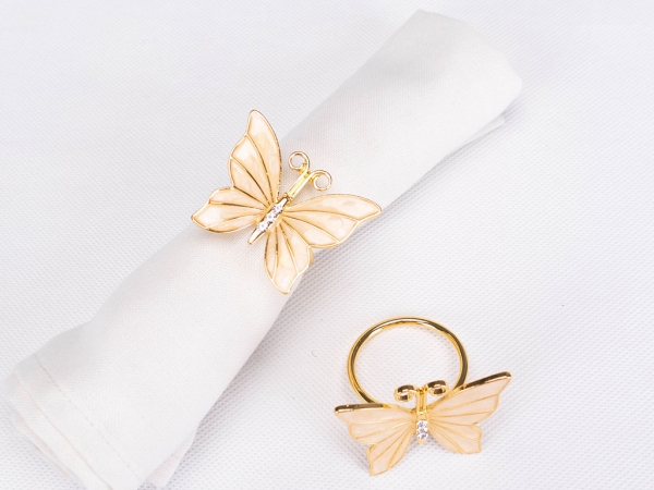2 Pieces Butterfly Napkin Ring 4 cm - Gold