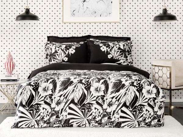 3 Pieces Pio Cotton Satin Single Duvet Cover Set 160 x 220 cm - Black
