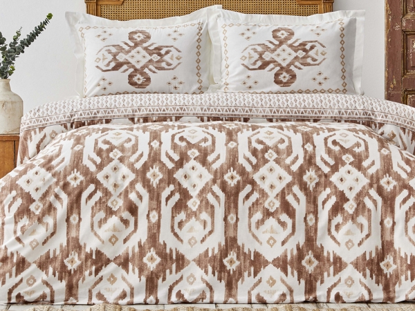 3 Pieces Neos Cotton Single Duvet Cover Set 160 x 220 cm - Beige