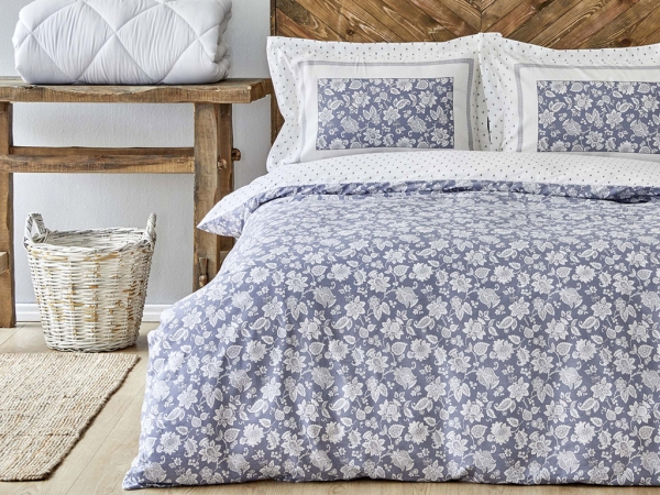 3 Pieces Celerina Cotton Single Duvet Cover Set 160 x 220 cm - Blue