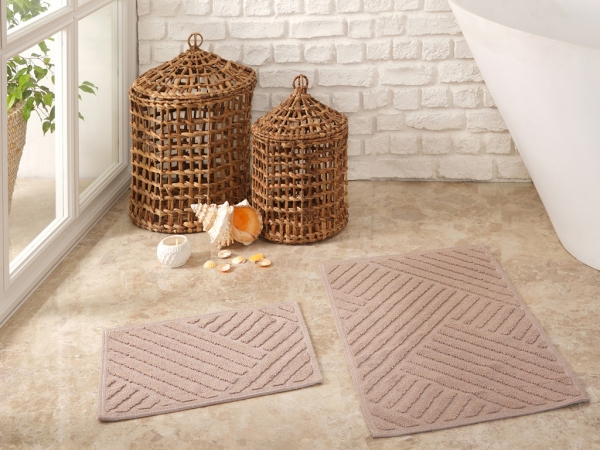 Kelly Line Bath Mat Set 50 x 80 + 50 x 40 cm - Beige
