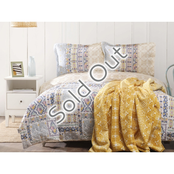 4 Pieces Milo Single Duvet Cover Set With Blanket 160 x 220 cm - Blue