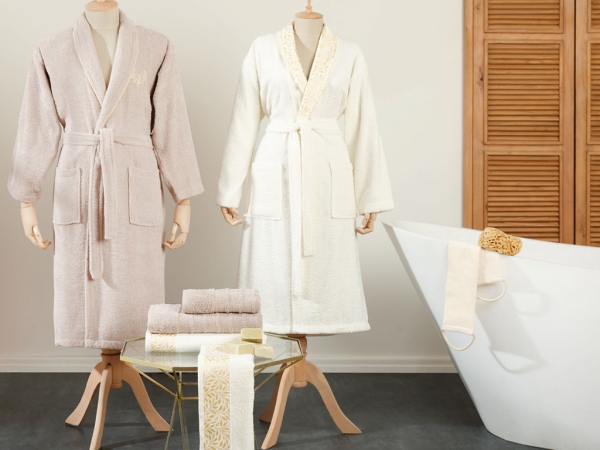 6 Pieces Yellow Arbel Flo's Family Bathrobe Set - Beige / Brown