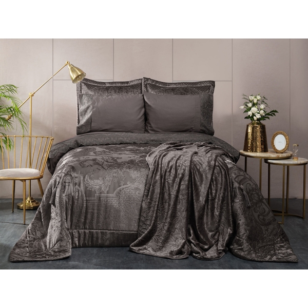 8 Pieces Valeria Best Double Dowry Set 200 x 220 cm - Anthracite