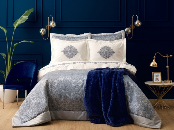 8 Pieces Maira Double Dowry Set 200 x 220 cm - Navy Blue