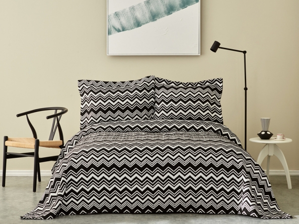 3 Pieces Wave Double Bedspread Set 230 x 240 cm - Black