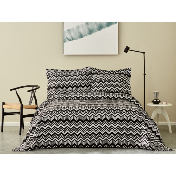 2 Pieces Wave Single Bedspread Set 160 x 230 cm - Black