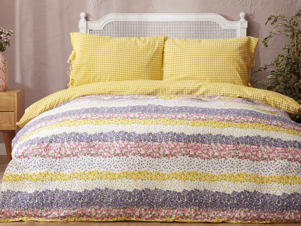 3 Pieces Pari Noniron Cotton Single Duvet Cover Set 160 x 220 cm - Lilac