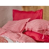 4 Pieces Pari Noniron Cotton Double Duvet Cover Set 200 x 220 cm - Red