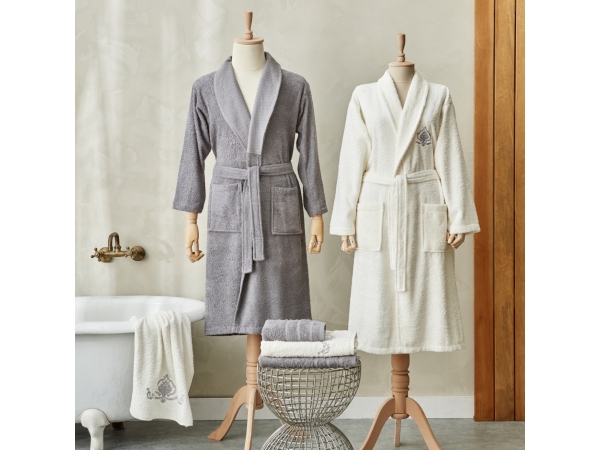 6 Pieces Desma Family Bathrobe Set - White / Anthracite