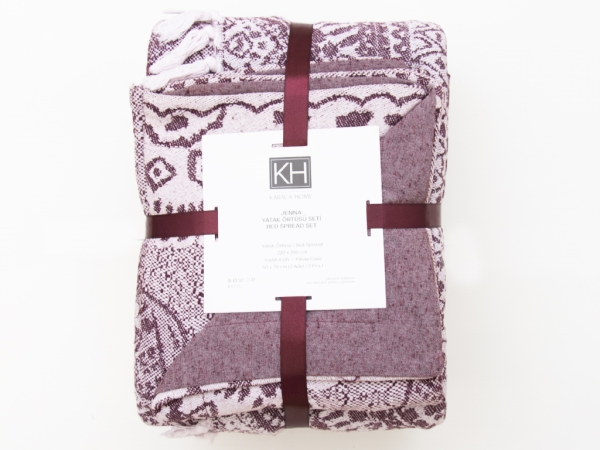 3 Pieces Jenna Double Bedspread Set 220 x 240 cm - Plum