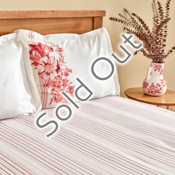 3 Pieces Melanie Cotton Double Bed Sheet Set 240 x 260 cm - Red