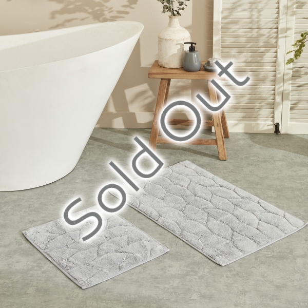2 Pieces Elegant Bathmat Set 50 x 80 + 50 x 40 cm - Grey