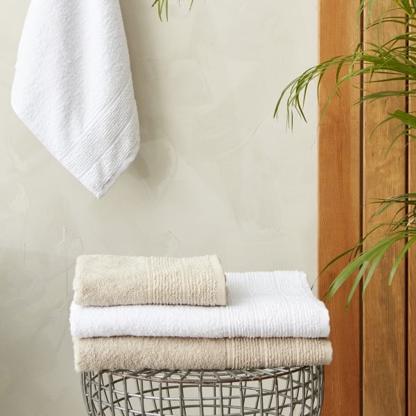 4 Pieces Vinos Cotton Face and Bath Towel Set - Beige