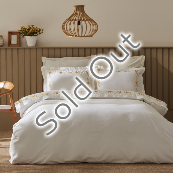 6 Pieces Nora Bamboo Embroidered Double Duvet Cover Set 200 x 220 cm - Yellow