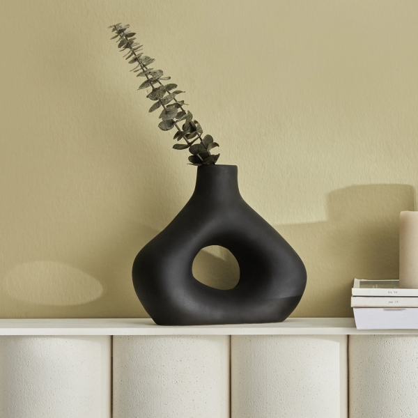 Hester Stoneware Vase 23 cm - Black