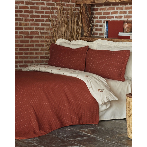 3 Pieces Britney Double Bedspread Set 240 x 230 cm - Terracotta