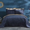 3 Pieces Nelda Velvet Double Bedspread Set 240 x 250 cm - Navy Blue