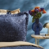 3 Pieces Nelda Velvet Double Bedspread Set 240 x 250 cm - Navy Blue