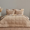 6 Pieces Lydia Stripe Double Quilt Set 195 x 215 cm - Light Brown