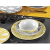 24 Pieces Zeugma Porcelain Dinner Set - Grey / Yellow