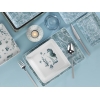 16 Pieces Tan Porcelain Dinner Set - White / Turquoise