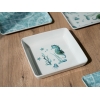 18 Pieces Tan Porcelain Dinner Set - White / Turquoise