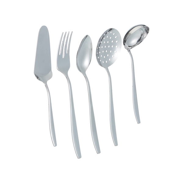 5 Pieces Sahara Mirror Finish Service Set - Silver