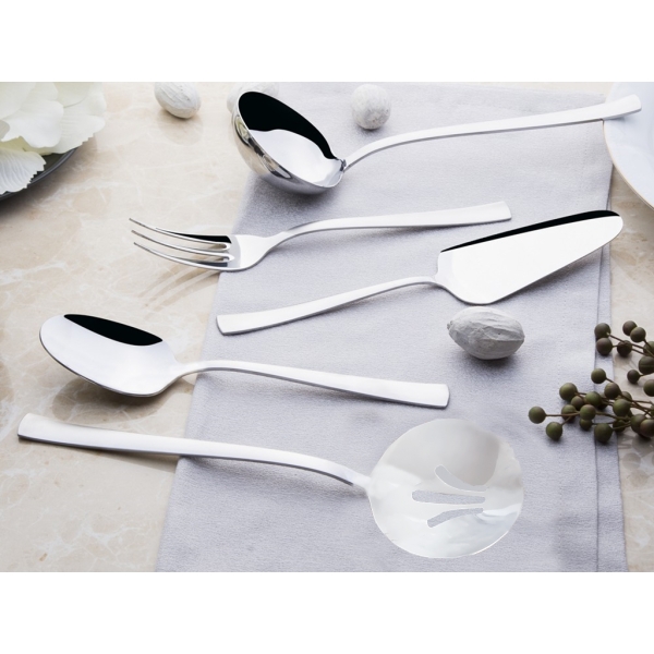 5 Pieces Deniz Mirror Finish Table Service Set - Silver