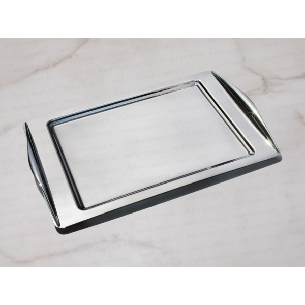 North Mirror Finish Coffee Tray 36 x 26 Cm ( 1 mm ) - Silver