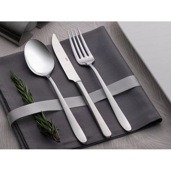 12 Pieces Sultan Mirror Finish Dinner Knife Set 70 gr / 225 mm - Silver