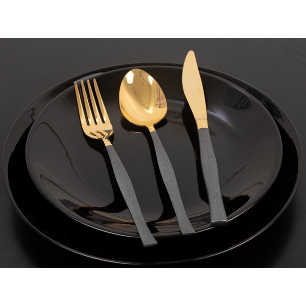 36 Pieces Elegant Cardboard Boxed Cutlery Set - Gold / Grey