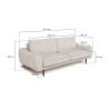 Klem Triple Sofa Natural Texture Wooden Leg 224 x 91 x 84 cm - Beige