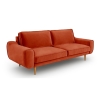 Klem Triple Velvet Sofa Wooden Leg 224 x 91 x 84 cm - Tile Red