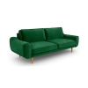 Klem Triple Velvet Sofa Wooden Leg 224 x 91 x 84 cm - Emerald Green