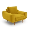 Klem Single Sofa Velvet Wooden Leg 108 x 91 x 84 cm - Mustard