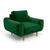 Klem Single Sofa Velvet Wooden Leg 108 x 91 x 84 cm - Emerald Green