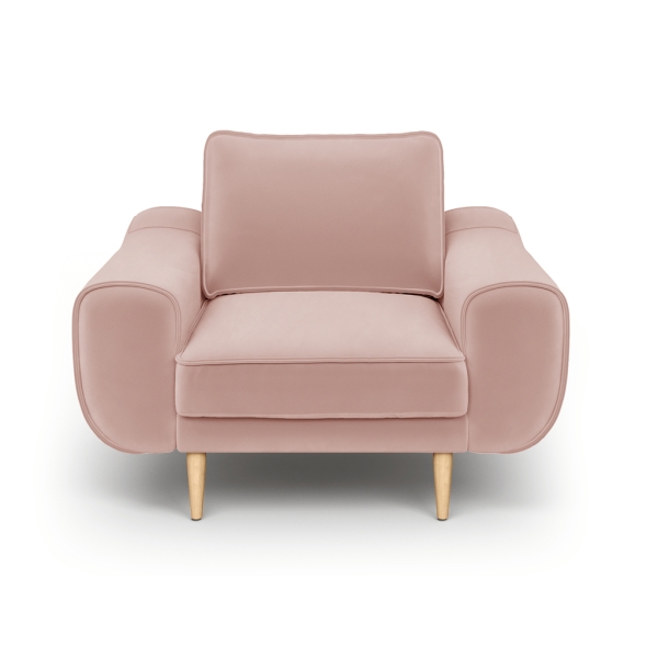 Klem Single Sofa Velvet Wooden Leg 108 x 91 x 84 cm - Powder Pink