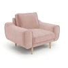 Klem Single Sofa Velvet Wooden Leg 108 x 91 x 84 cm - Powder Pink