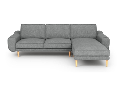 Klem Corner Linen Wooden Leg 280 x 171 cm - Concrete Grey