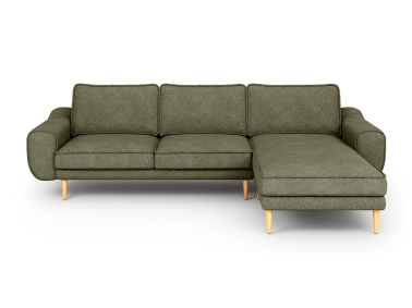 Klem Corner Linen Wooden Leg 280 x 171 cm - Oil Green