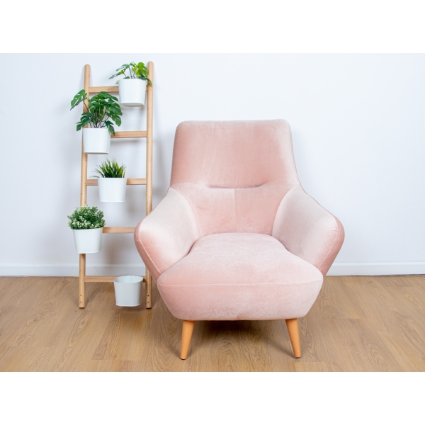 Modsy Bergere Velvet Wooden Leg 81 x 80 x 86 cm - Powder Pink