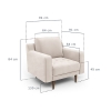 Klem Slim Single Sofa Velvet Wooden Leg 94 x 91 x 84 cm - Ecru