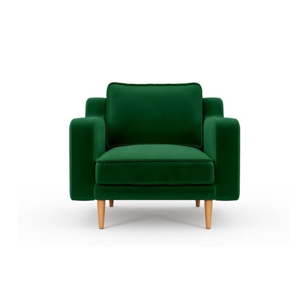 Klem Slim Single Sofa Velvet Wooden Leg 94 x 91 x 84 cm - Emerald Green