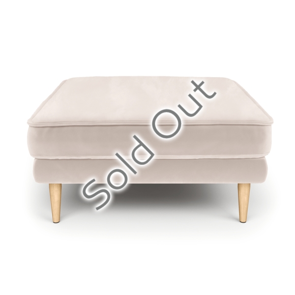Klem Pouf Velvet Wooden Leg 80 x 80 x 43 cm - Ecru
