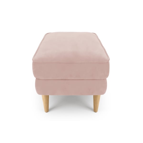 Klem Pouf Small Velvet Wooden Leg 60 x 45 x 45 cm - Powder Pink